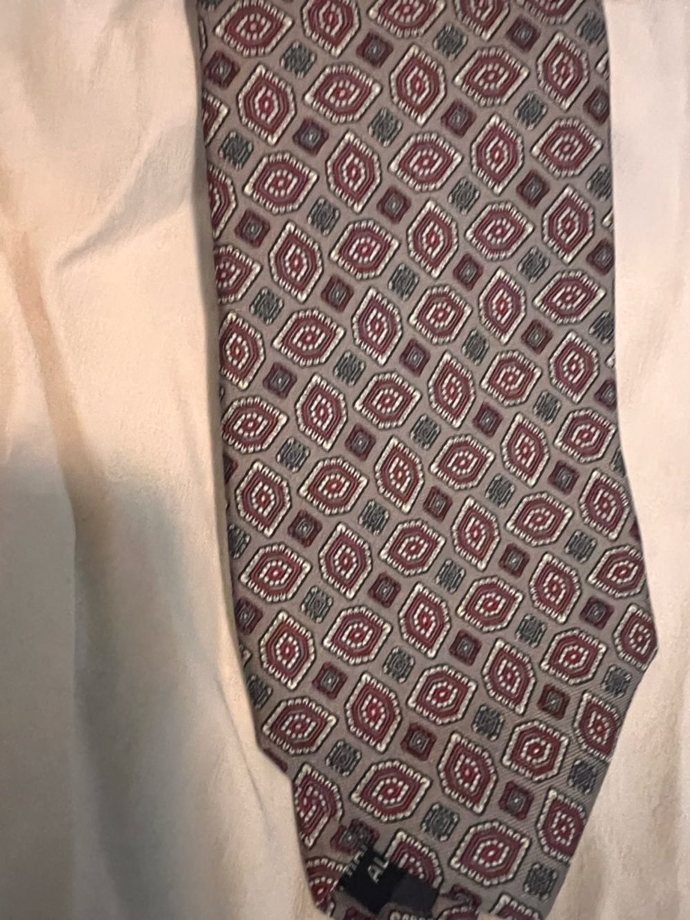 Men's Burgundy Geometric Silk Tie - Unbranded